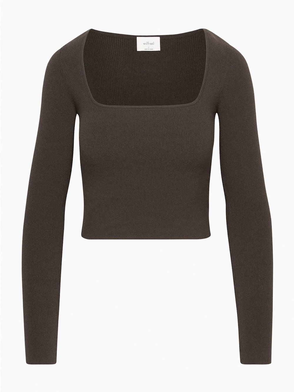Aritzia Wilfred Leighton Brown Square Neck Sweater Ribbed Top XL